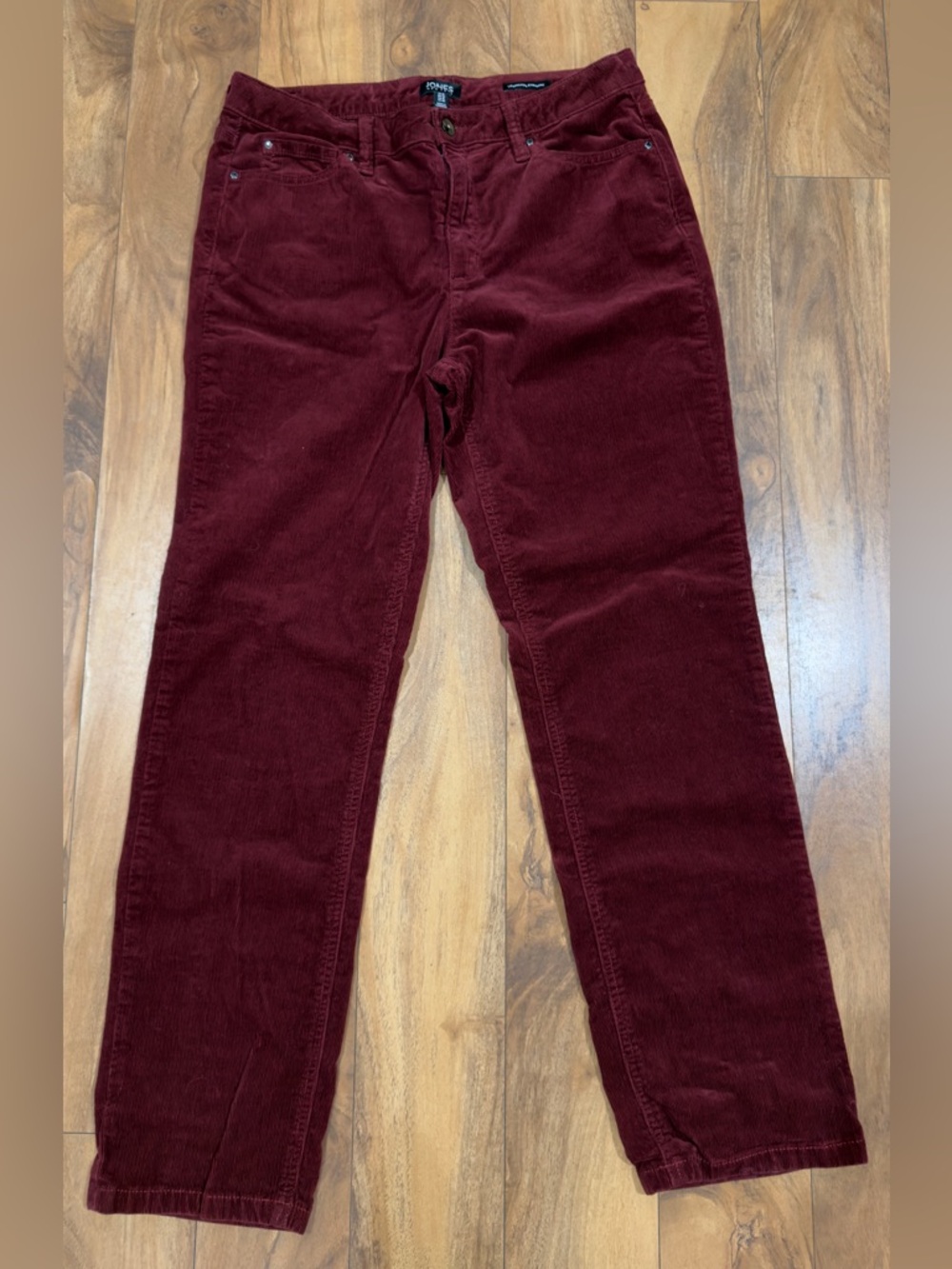 Jones New York Lexington Straight Corduroy Pants Bordeaux Red Women’s Sz 10